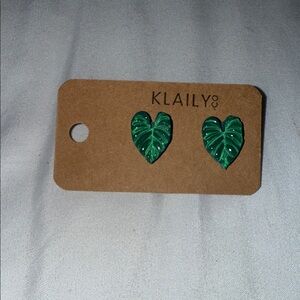 Philodendron Heart Leaf Studs Earrings